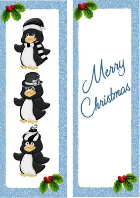 Penguins with Silly Hats on Blue Insert Dl