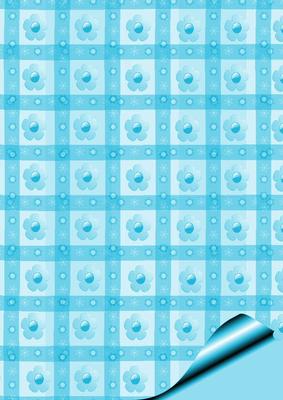 Pretty Pastel Background Paper in Gingham Turquiose with Flowers