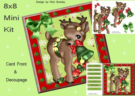 Cute Little Bambi with Christmas Bells 8x8 Mini Kit