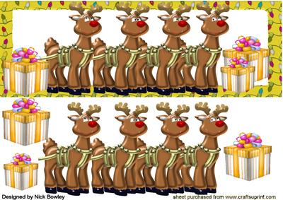 Reindeer in Christmas Lights Dl Frame with Pressies