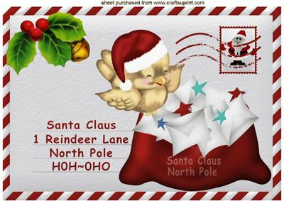 Letter to Santa with Robin and Mail Bag A4
