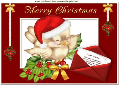 Cute Robin on Holly Branch with Letter to Santa A4