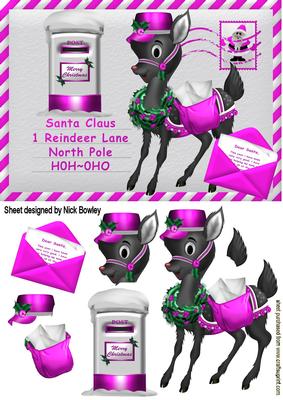 Mail for Santa, Cute Pink Reindeer