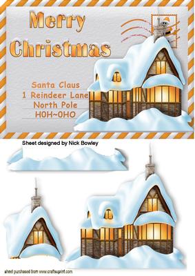 Snow Cottage on Envelope for Santa