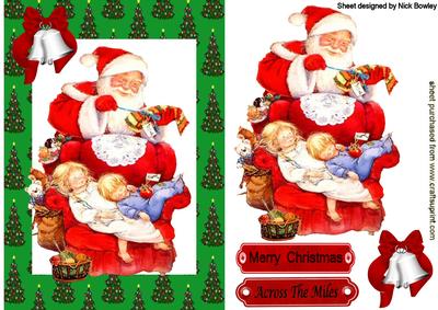 Children Sleeping with Santa in Tree Frame