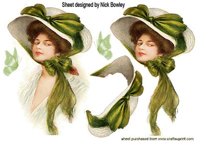 Vintage Lady in Green Bonnet A4