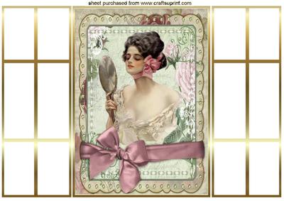 Vintage Lady with Mirror in Rose Bow Gatefold