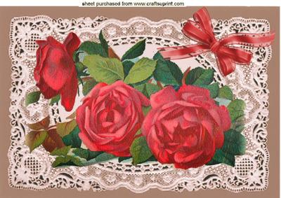 Beautiful Red Roses on Vintage Lace A4