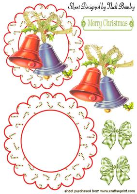 Christmas Bells with Holly on Rocker Card