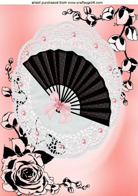 Beautiful A4 Topper of a Fan with Bow on Lace