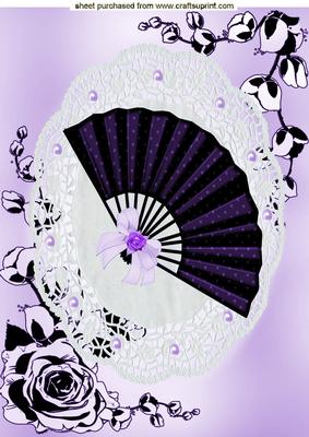 Pretty A4 Topper of a Fan with Pearls on Lace