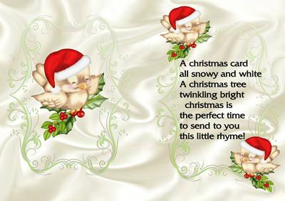Cute Little Robins in Santa Hat A5 Insert with Verse