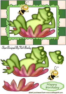 Lazy Frog on a Lily Pad with Bumble Bee