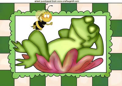 Lazy Frog on a Lily Pad with Bumble Bee A4