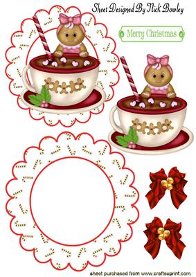 Gingerbread Girl with Cocoa on Rocker Card
