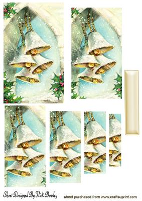 Vintage Christmas Bells with Holly Pyramids