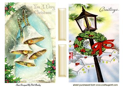 Vintage Christmas with Bell & Lampost with Snow Cards