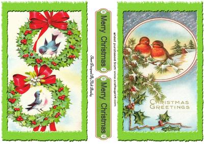 Vintage Little Robins in Frames Quick Cards