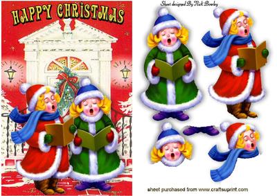 Vintage Girls Carol Singing in the Snow