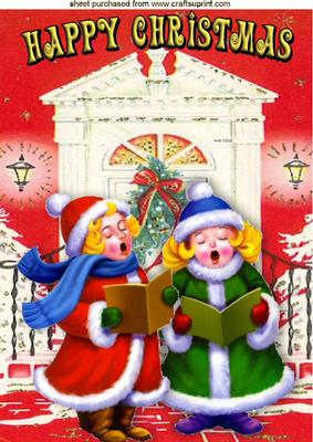 Vintage Girls Carol Singing in the Snow A4