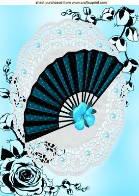 Beautifu A4 Topper of a Fan on Lace