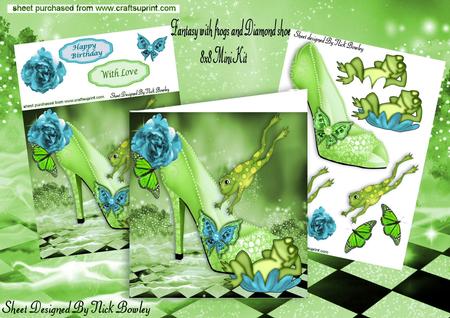 Cute Frogs, Sparkle Shoe with Blue Flowers Mini Kit