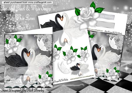 Black and White Swans with White Roses Mini Kit