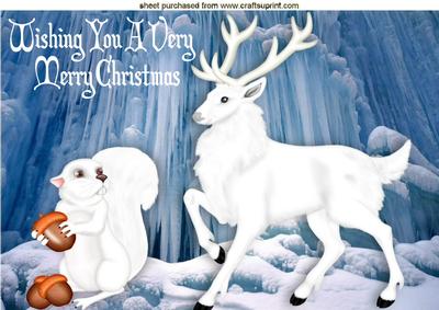 White Stag and Squirrel in Snow Glazier A4