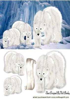 Polar Bear Family in Snow Glazier