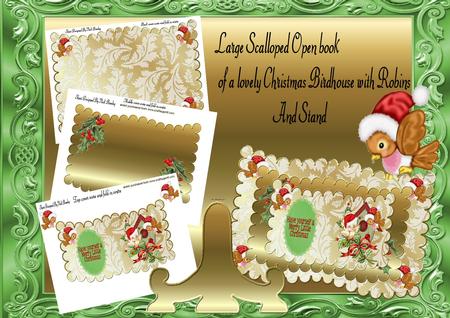 Scalloped Book of Christmas Birdhouse with Robins Kit