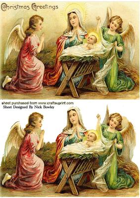 Angels with Mary and Baby Jesus Vintage Card