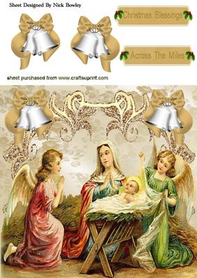 Angels with Mary and Baby Jesus 8x8 Card
