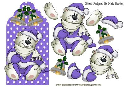 Little White Bear in Purple on a Tag