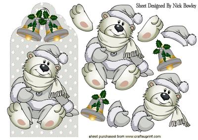 Little White Bear in Silver on a Tag