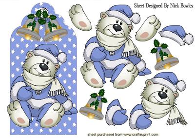 Little White Bear in Blue on a Tag