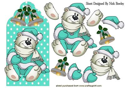 Little White Bear in Turq on a Tag