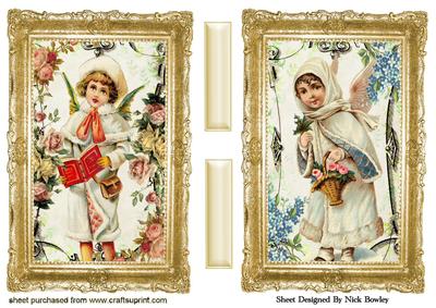 Vintage Christmas Angels in Gold Frames