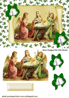 Mary with Baby Jesus & Angels on a Scroll