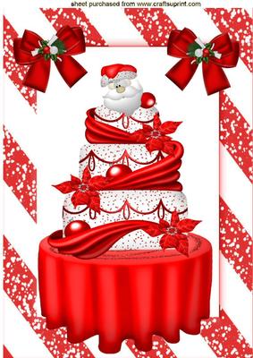 Lovely Christmas Santa Cake with Bows A4