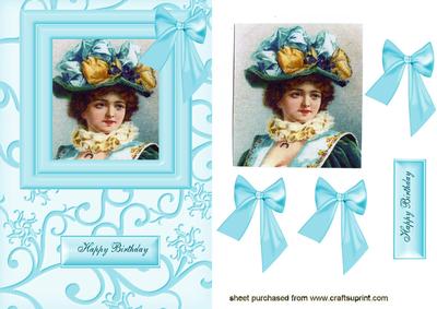 Pretty Victorian Lady in Frame with Bow