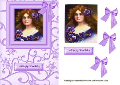 Pretty Vintage Lady in Frame with Bows