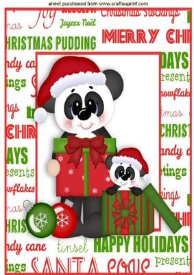 Cute Pandas with Christmas Presents A4