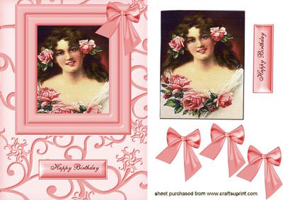 Pretty Vintage Lady in Frame with Bow