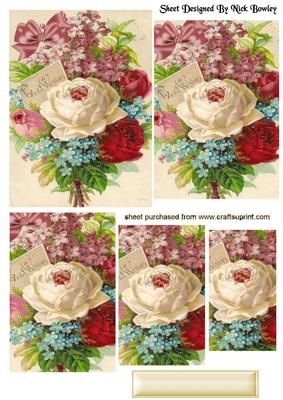 Pretty Vintage Bouquet of Roses and Flowers Pyramids