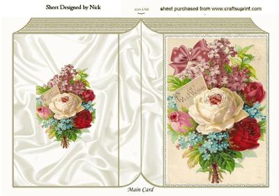 Pretty Vintage Bouquet of Flowers Folded Book