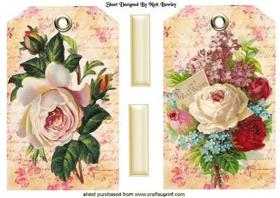 Pretty Roses and Floral Designs on Vintage Tag