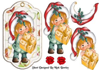 Little Girl with Present on a Tag