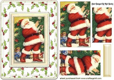Lovely Vintage Santa in Holly Frame Pyramids