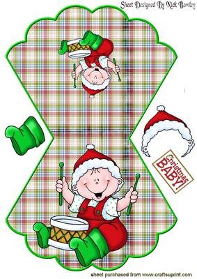 Cute Baby with Drum Rocker/wobble Card