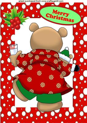 Teddy Off to Bed with His Milk in Snow Frame A4